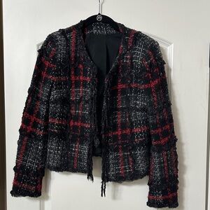 The Kooples Black and Red Tweed Blazer